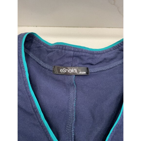 eShakti Asymmetrical Racing Stripes Cold Shoulder Midi Shift Dress Lagenlook 2X - Picture 4 of 7